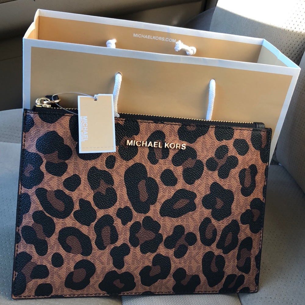 Michael Kors leopard print wristlet